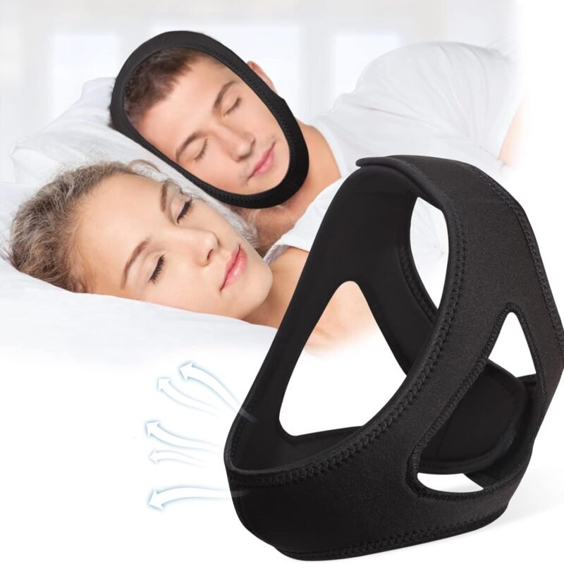 Chin Strap for CPAP Users, Chin Strap for Snoring, Adjustable and Breathable Anti Snoring Chin Strap, Comfortable Anti Snoring Devices Chin Strap for Men and Women to Stop Snoring